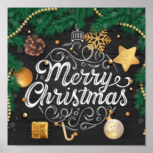 Decoratief kerstPoster Poster (Voorkant)