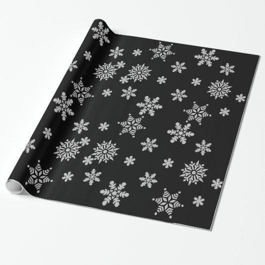 Decoratief kerstsnowflake kristal in zwart cadeaupapier (Uitgerold)