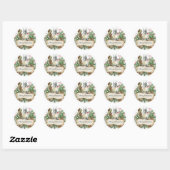 Decoratief kerstworstel ronde sticker (Vel)