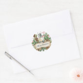 Decoratief kerstworstel ronde sticker (Envelop)