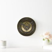 Decoratief Khanda symbool goud op zwart Ronde Klok (Huis)