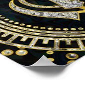 Decoratief Khanda-symbool met edelstenen en goud Poster (Hoek)