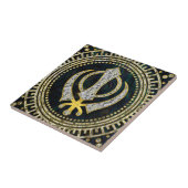 Decoratief Khanda-symbool met edelstenen en goud Tegeltje (Zijkant)