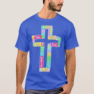 Decoratief Kruis met Christelijke woorden T-shirt