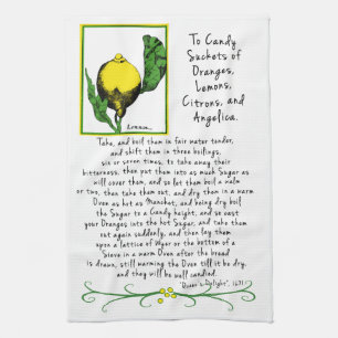Decoratief Lemon Art Tea Towel met Antiek recept Theedoek