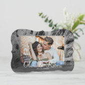 Decoratief Lijst Black en White Photo Wedding Kaart (Staand voorkant)