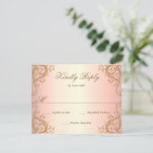 Decoratief Lijst Border Roos Gold RSVP Kaartje (Staand voorkant)