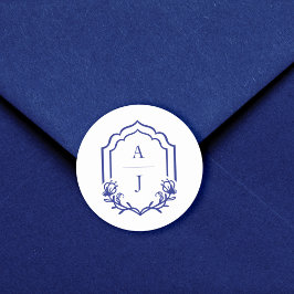 Decoratief Lijst Custom Floral Wedding Monogram Ronde Sticker