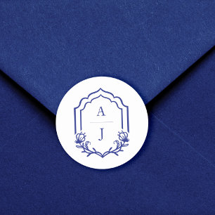 Decoratief Lijst Custom Floral Wedding Monogram Ronde Sticker