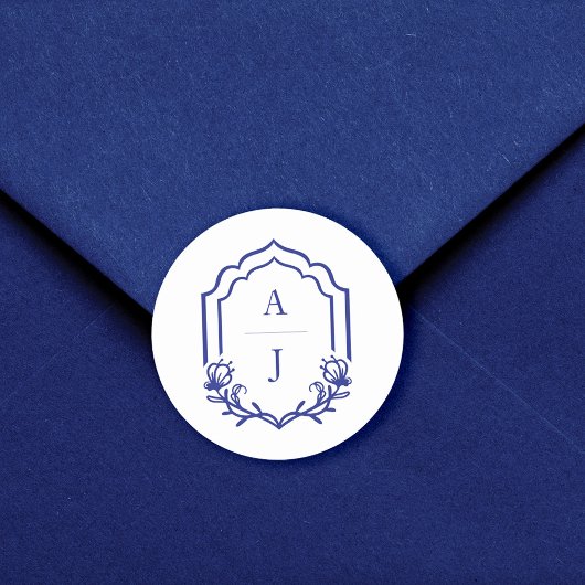 Decoratief Lijst Custom Floral Wedding Monogram Ronde Sticker