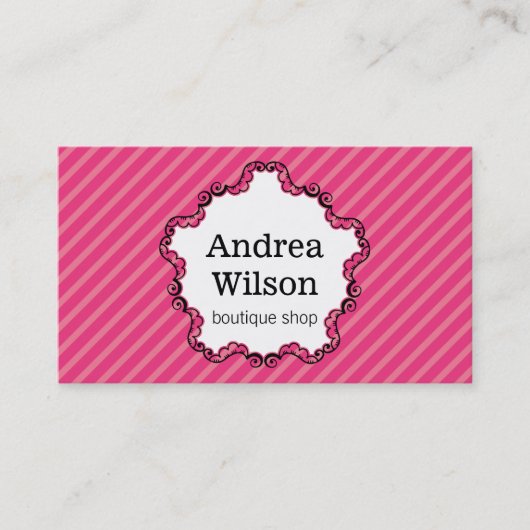 Decoratief Lijst / Magenta Stripes Visitekaartje (Voorkant)