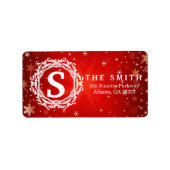 Decoratief Lijst Monogram Red Snowflake Etiket (Voorkant)