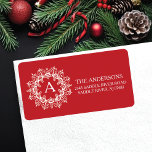 Decoratief Lijst Monogram Return Address Label<br><div class="desc">Kleed je enveloppen, kerstkaarten, uitnodigingen voor kerstfeestjes aan & bedank je briefkaarten met onze elegante adreslabels! Dit retouradres label heeft een rode achtergrond met een wit decoratief lijst. Eenvoudig te personaliseren... . Voeg gewoon uw persoonlijke gegevens toe en u bent klaar om te gaan. De perfecte finishing touch voor uw...</div>