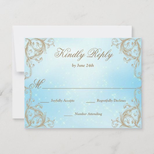 Decoratief Lijst Rand Licht blauw RSVP Kaartje (Voorkant)