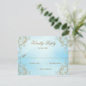 Decoratief Lijst Rand Licht blauw RSVP Kaartje (Staand voorkant)