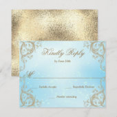 Decoratief Lijst Rand Licht blauw RSVP Kaartje (Voorkant / Achterkant)