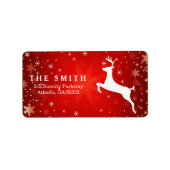 Decoratief Lijst Reindeer Red Snowflake Etiket (Voorkant)