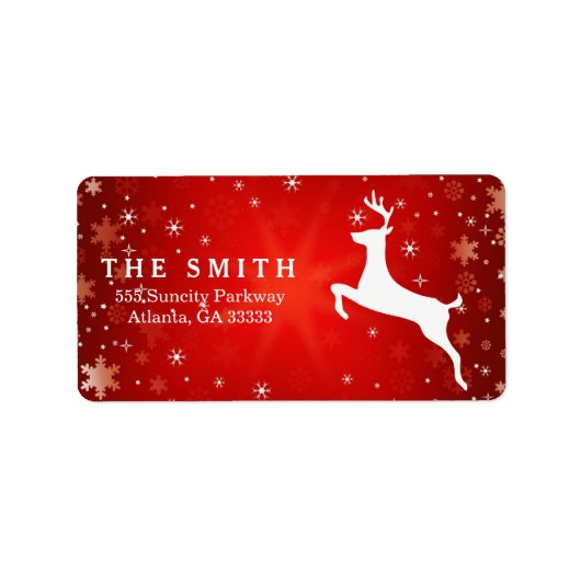 Decoratief Lijst Reindeer Red Snowflake Etiket (Voorkant)