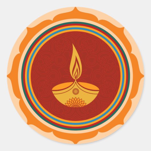 Decoratief Lotus Diwali-ontwerp Ronde Sticker (Voorkant)