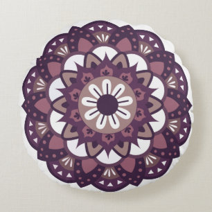 Decoratief Magenta Flower Mandala Rond Kussen