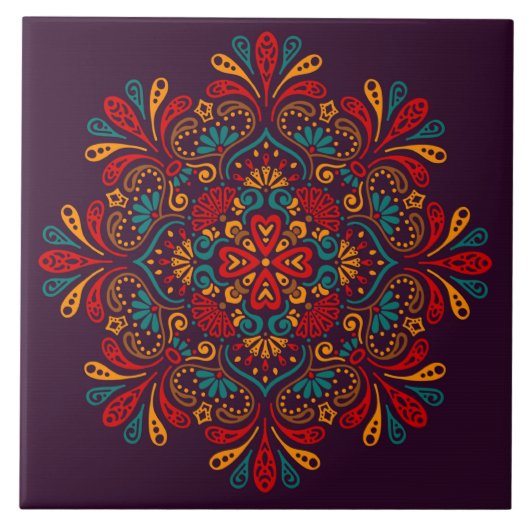 Decoratief Mandala keramische Tegel Tegeltje (Voorkant)