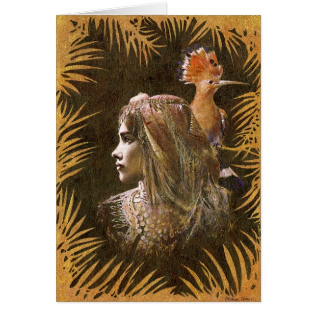  decoratief meisje en vogelportret (Voorkant)