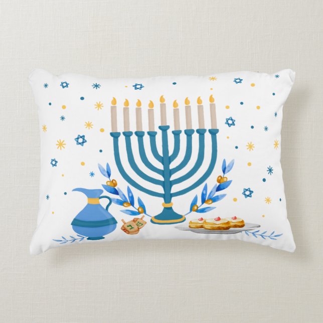 Decoratief Menorah Hanukkah Holiday Accent Kussen (Voorkant)