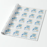 Decoratief Menorah Hanukkah Holiday Cadeaupapier<br><div class="desc">Maak Chanukah speciaal en geef je best aan familie en vrienden met dit decoratieve Hanukkah pakpapier. Een Hanukkah-scène met een menorah,  sufganiyot (donuts),  droidels en olijftakken wordt gesmolten in een waterverf-effect. Voeg je eigen aangepast bericht toe. Beschikbaar met overeenkomende producten.</div>
