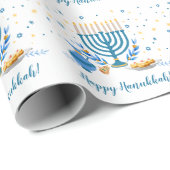 Decoratief Menorah Hanukkah Holiday Cadeaupapier (Rol Hoek)