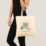 Decoratief Menorah Hanukkah Holiday Tote Bag<br><div class="desc">Viel het seizoen met deze decoratieve Hanukkah-canvas tas. Een Hanukkah-scène met een menorah,  sufganiyot (donuts),  droidels en olijftakken wordt gesmolten in een waterverf-effect. Voeg je aangepaste bericht aan de voor- en achterkant toe. Beschikbaar met overeenkomende producten.</div>