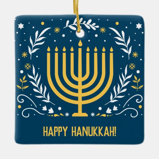 Decoratief Menorah Hanukkah Keramisch Ornament (Voorkant)