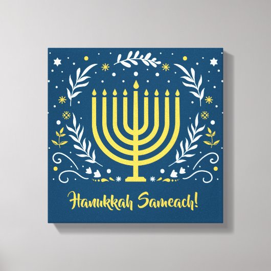 Decoratief Menorah Hanukkah Wood Wall Art Canvas Afdruk (Voorkant)