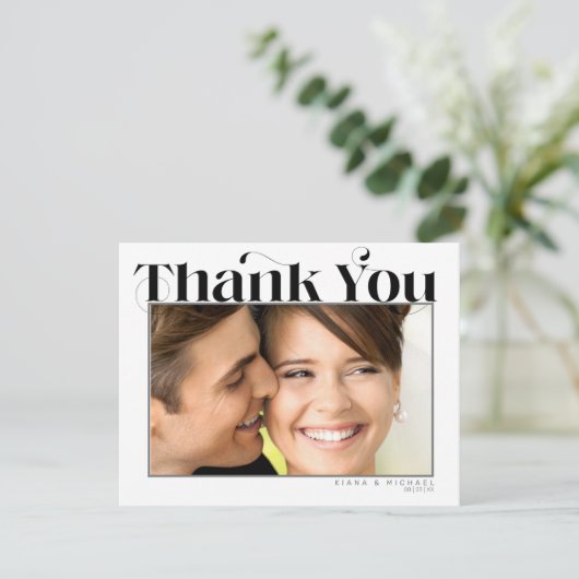 Decoratief modern huwelijk dat we gebruiken ID887 Bedankkaart (Staand voorkant)