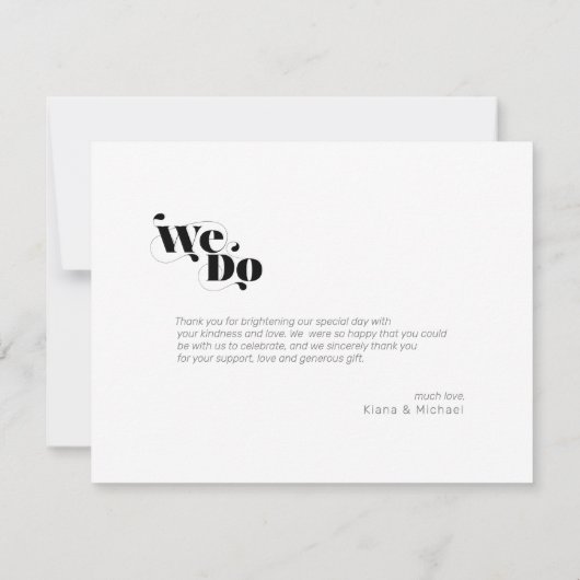 Decoratief modern huwelijk dat we gebruiken ID887 Bedankkaart (Achterkant)