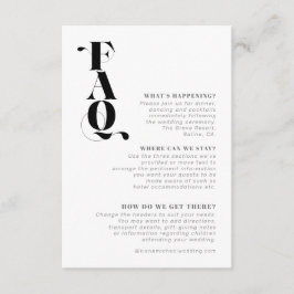 Decoratief Modern Wedding Details FAQ ID887 Informatiekaartje