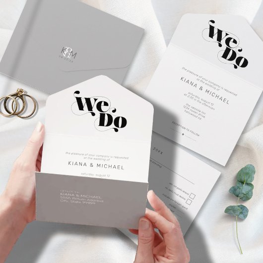 Decoratief Modern Wedding ID887 All In One Uitnodiging