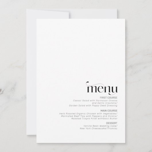 Decoratief Modern Wedding Menu ID887 (Voorkant)