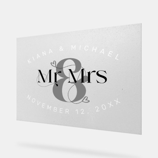 Decoratief Modern Wedding Mr & Mrs ID887 Acryl Bord (Hoek)