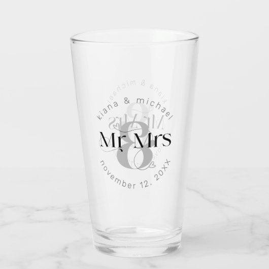 Decoratief Modern Wedding Mr & Mrs ID887 Glas (Achterkant)