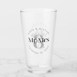 Decoratief Modern Wedding Mr & Mrs ID887 Glas