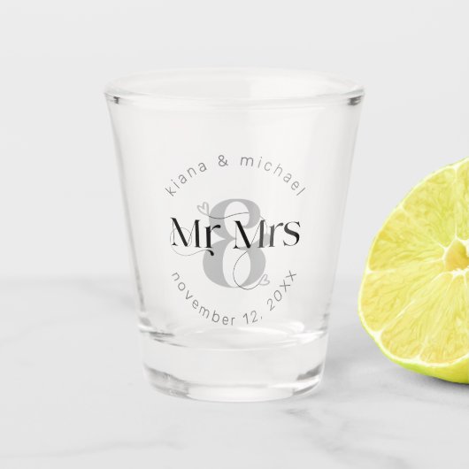 Decoratief Modern Wedding Mr & Mrs ID887 Shot Glas (Voorkant)