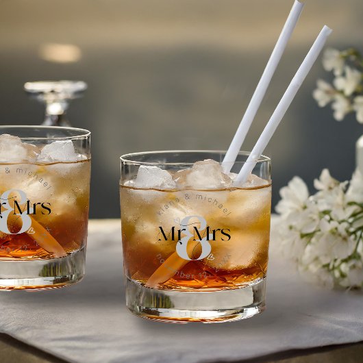 Decoratief Modern Wedding Mr & Mrs ID887 Whisky Glas