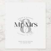 Decoratief Modern Wedding Mr & Mrs ID887 Wijn Etiket (Enkel label)