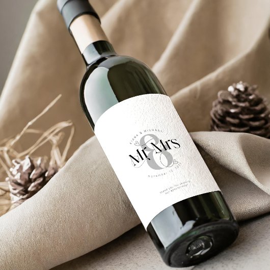 Decoratief Modern Wedding Mr & Mrs ID887 Wijn Etiket