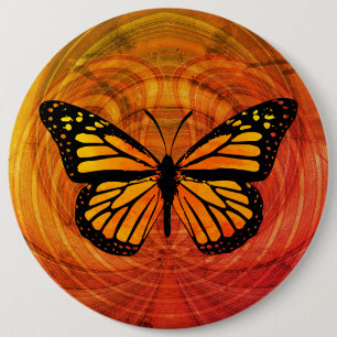 Decoratief monoarch Butterfly Gold Red Ronde Button 6,0 Cm