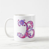 Decoratief Monogram B harten en bloemen roze mok (Links)