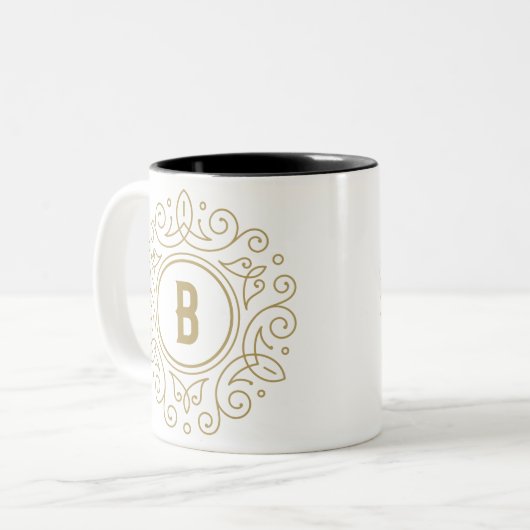 Decoratief Monogram B Two-Tone Koffie Mok (Voorkant links)