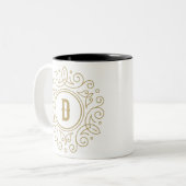 Decoratief Monogram D Two-Tone Koffie Mok (Voorkant links)
