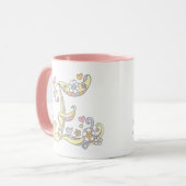 Decoratief Monogram E harten en bloemen mok (Voorkant links)