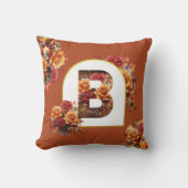 Decoratief MONOGRAM (ELKE LETTER) Herfst Bloemen Kussen (Voorkant)
